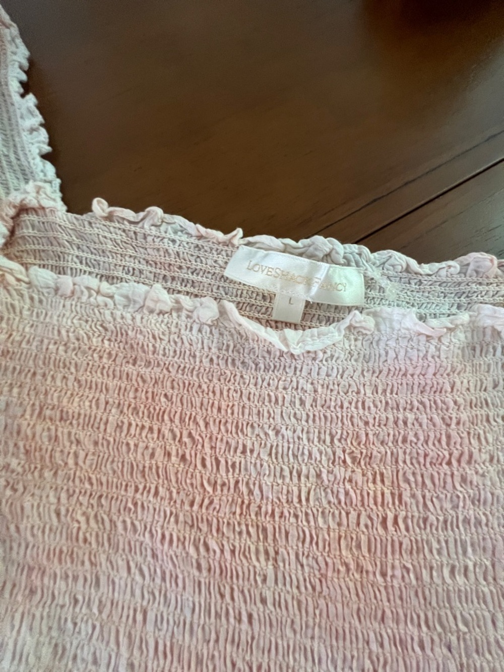 LoveShackFancy Light Pink Smocked Ruffle Top - Picture 2 of 8